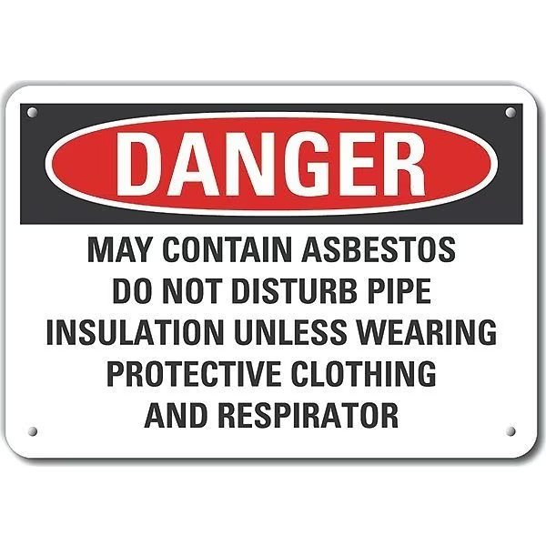 Aluminum Asbestos Danger Sign, 7 in Height, 10 in Width, Aluminum, Vertical Rectangle, English, LYLE, Mfr# LCU4-0713-NA_10X7