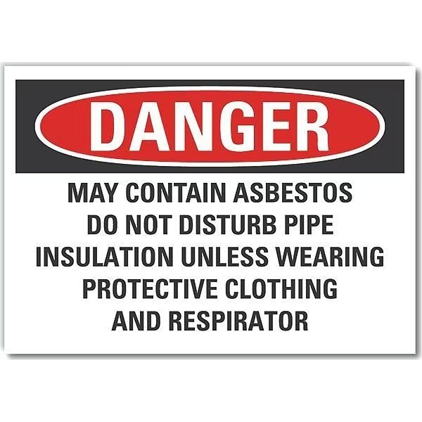 Asbestos Danger Reflective Label, 10 in Height, 14 in Width, Reflective Sheeting, English, LYLE, Mfr# LCU4-0713-RD_14X10