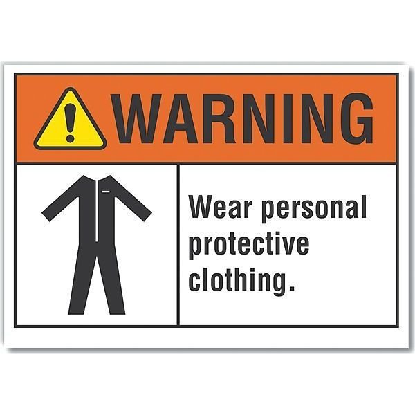 Ppe  Warning Reflective Label, 10 in Height, 14 in Width, Reflective Sheeting, Horizontal Rectangle, LYLE, Mfr# LCU6-0033-RD_14X10