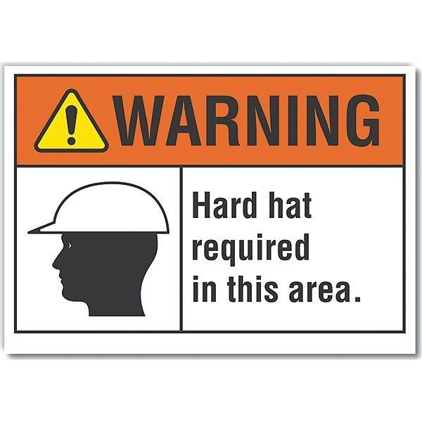 Decal, Warning Hard Hat, 14 x 10