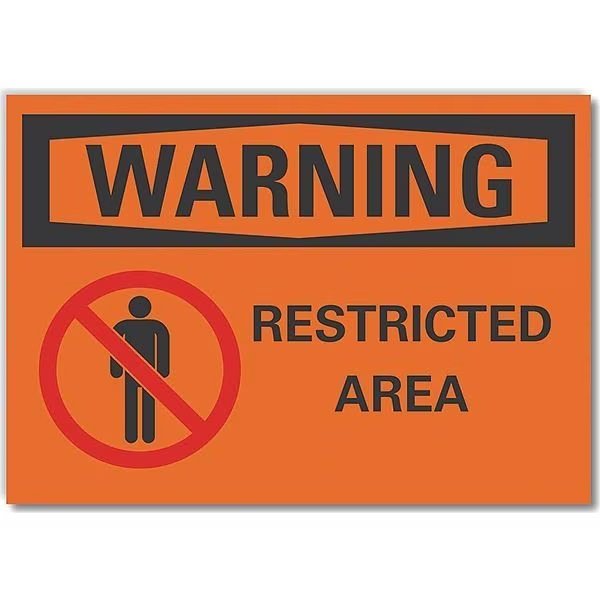 Restricted Area Warning Reflective Label, 7 in Height, 10 in Width, Reflective Sheeting, English, Lyle, Mfr#: LCU6-0043-RD_10X7