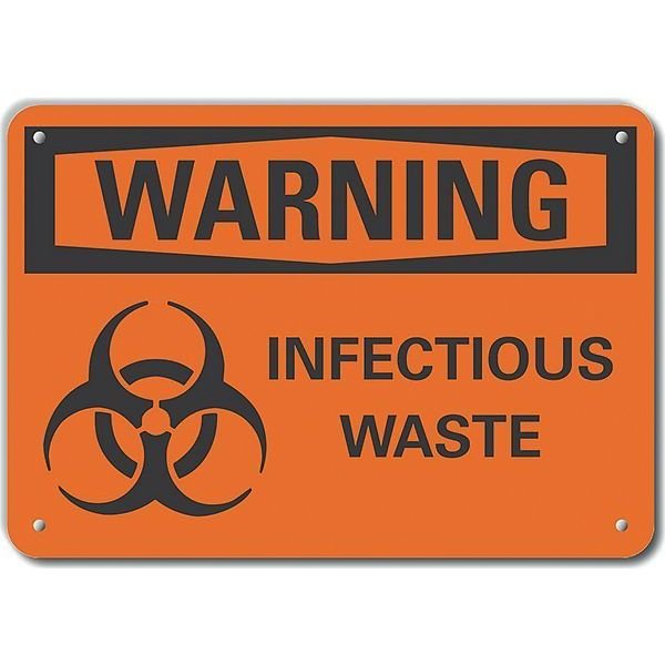 Aluminum Infectious Waste Warning Sign, 10 in Height, 14 in Width, Aluminum, Horizontal Rectangle, LYLE, Mfr# LCU6-0046-NA_14X10