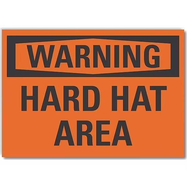 Decal, Warning Hard Hat Area, 7 x 5