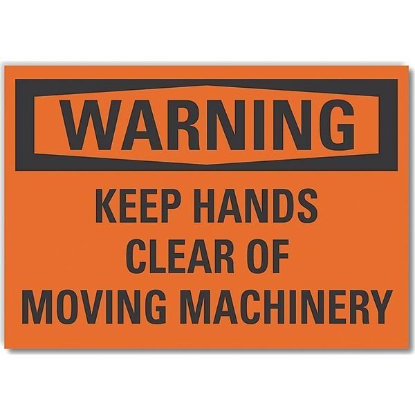 Keep Hands Clear Warning Reflective Label, 7 in Height, 10 in Width, Reflective Sheeting, English, LYLE, Mfr# LCU6-0124-RD_10X7