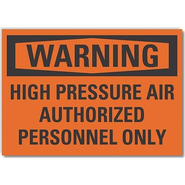 High Pressure Warning Reflective Label, 10 in Height, 14 in Width, Reflective Sheeting, English, Lyle, Mfr#: LCU6-0140-RD_14X10