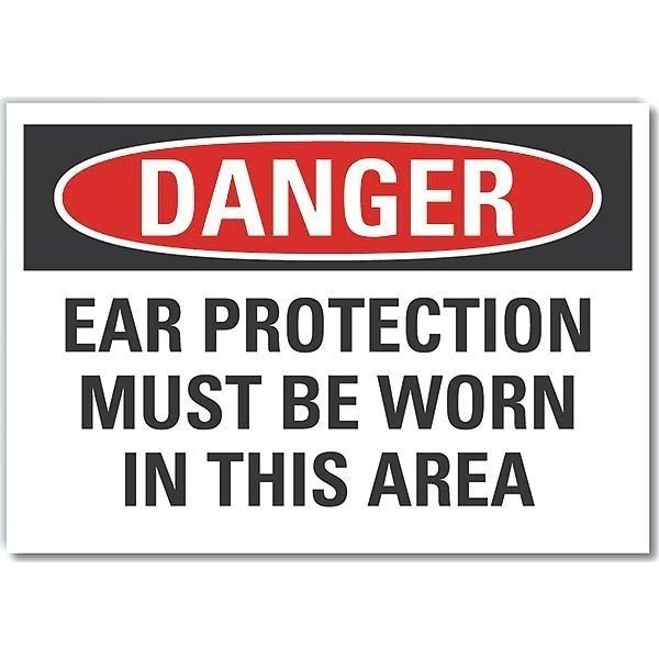 Decal, Danger Ear Protection Must, 7 x 5