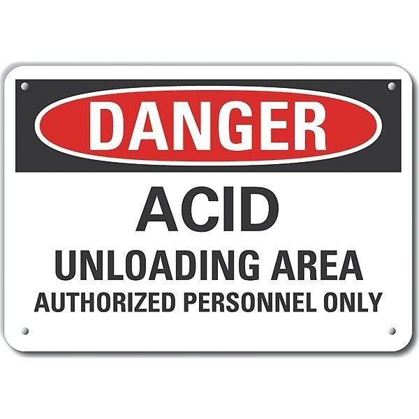 Aluminum Acid Danger Sign, 7 in H, 10 in W, Vertical Rectangle, English, LCU4-0615-NA_10X7, Lyle, Mfr#: LCU4-0615-NA_10X7