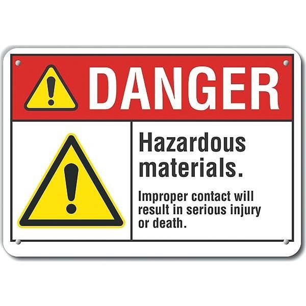 Aluminum Hazardous Materials Danger Sign, 7 in H, 10 in W, Vertical Rectangle, LCU4-0063-NA_10X7, LYLE, Mfr# LCU4-0063-NA_10X7
