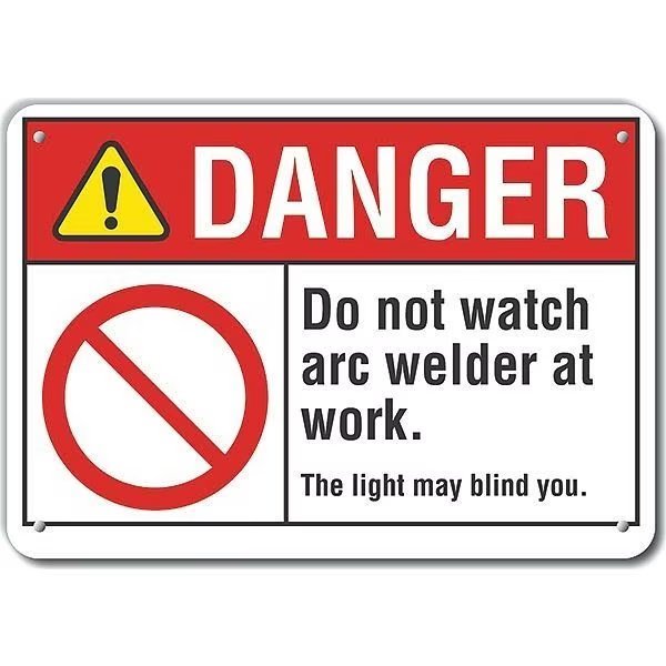 Decal, Danger Do Not Watch Arc, 14x10