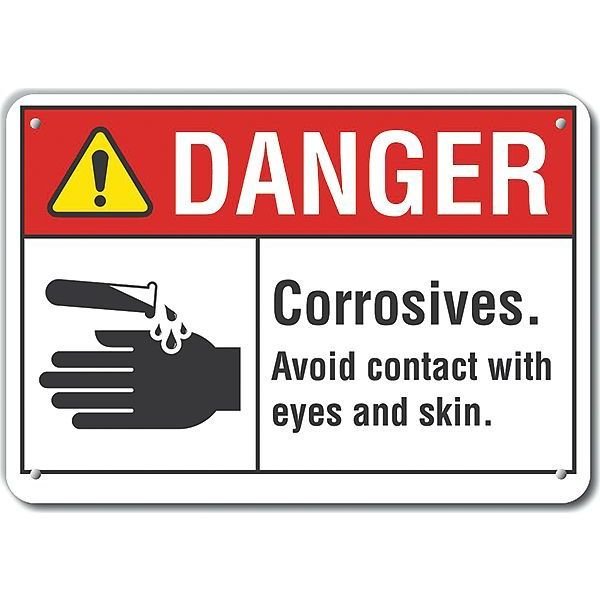 Reflective Corrosive Materials Danger Sign, 7 in H, 10 in W, Vertical Rectangle, LCU4-0149-RA_10X7, LYLE, Mfr# LCU4-0149-RA_10X7