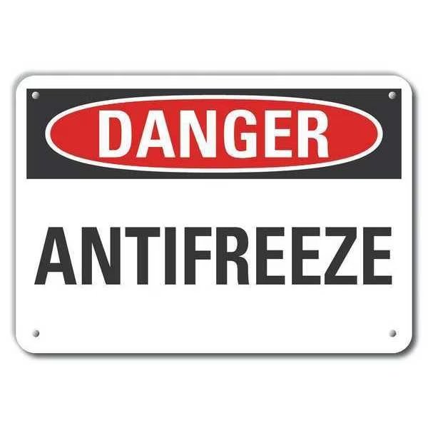 Plastic Antifreeze Danger Sign, 7 in Height, 10 in Width, Plastic, Vertical Rectangle, English, LYLE, Mfr# LCU4-0331-NP_10X7