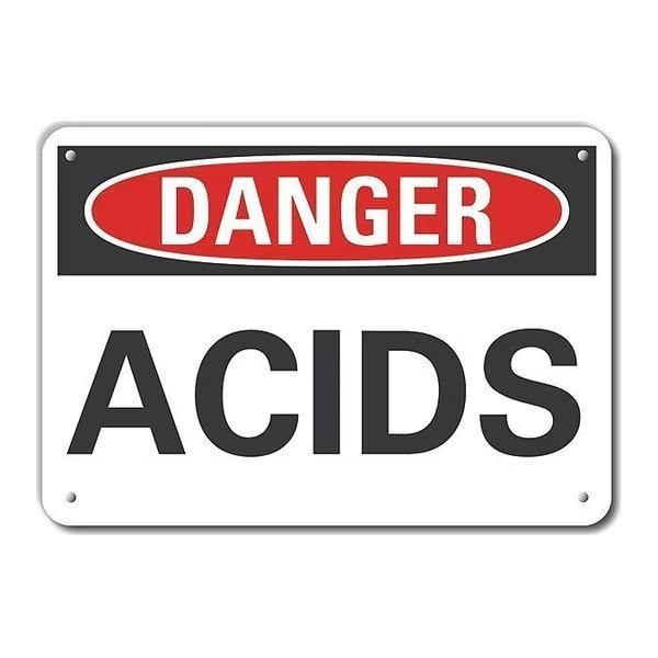 Reflective Acid Danger Sign, 10 in H, 14 in W, Horizontal Rectangle, English, LCU4-0299-RA_14X10, LYLE, Mfr# LCU4-0299-RA_14X10