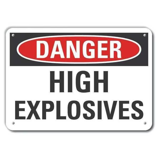 Plastic Explosive Materials Danger Sign, 10 in H, 14 in W, Horizontal Rectangle, LCU4-0375-NP_14X10, LYLE, Mfr# LCU4-0375-NP_14X10