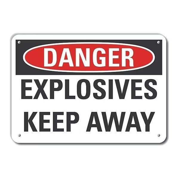 Reflective Explosive Materials Danger Sign, 10 in H, 14 in W, English, LCU4-0432-RA_14X10, LYLE, Mfr# LCU4-0432-RA_14X10