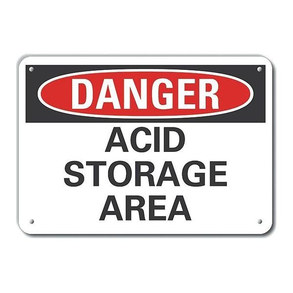 Plastic Acid Danger Sign, 10 in H, 14 in W, Horizontal Rectangle, LCU4-0400-NP_14X10, Lyle, Mfr#: LCU4-0400-NP_14X10