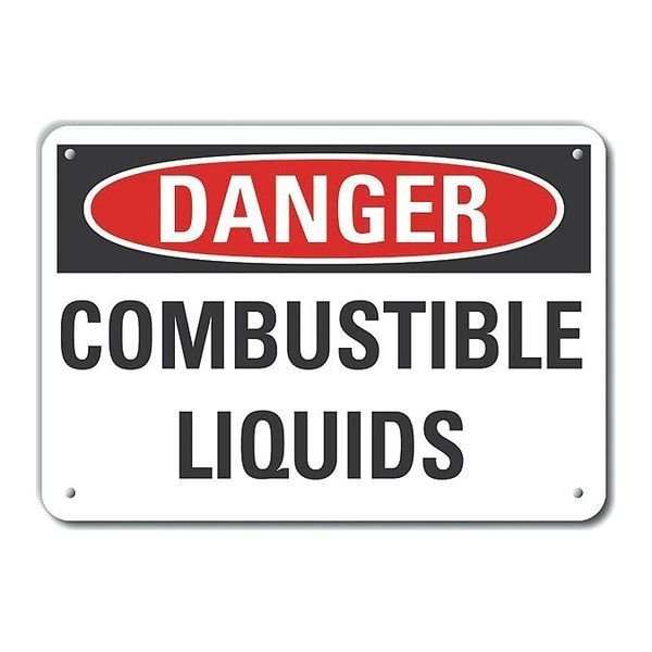 Reflective  Combustible Liquid Danger Sign, 7 in Height, 10 in Width, Aluminum, Vertical Rectangle, LYLE, Mfr# LCU4-0417-RA_10X7