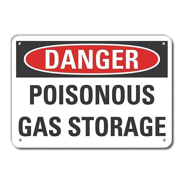 Aluminum Poisonous Gas Danger Sign, 10 in H, 14 in W, Horizontal Rectangle, LCU4-0450-NA_14X10, Lyle, Mfr#: LCU4-0450-NA_14X10