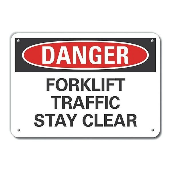 Aluminum Lift Truck Traffic Danger Sign, 10 in H, 14 in W, Horizontal Rectangle, LCU4-0496-NA_14X10, LYLE, Mfr# LCU4-0496-NA_14X10