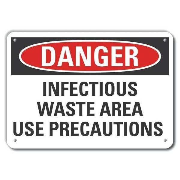 Plastic Infectious Waste Danger Sign, 10 in Height, 14 in Width, Plastic, Horizontal Rectangle, LYLE, Mfr# LCU4-0557-NP_14X10