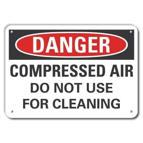 Reflective Compressed Air Danger Sign, 7 in H, 10 in W, Vertical Rectangle, LCU4-0561-RA_10X7, LYLE, Mfr# LCU4-0561-RA_10X7