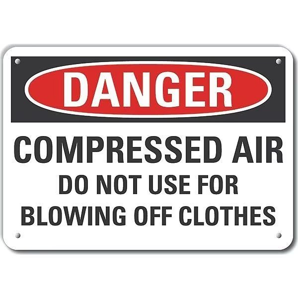 Plastic Compressed Air Danger Sign, 7 in H, 10 in W, Vertical Rectangle, LCU4-0637-NP_10X7, LYLE, Mfr# LCU4-0637-NP_10X7