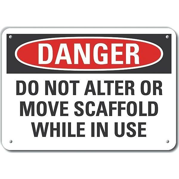 Plastic Scaffold Danger Sign, 7 in Height, 10 in Width, Plastic, Vertical Rectangle, English, LYLE, Mfr# LCU4-0598-NP_10X7