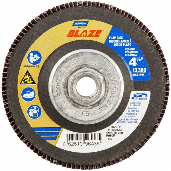 Flap Disc, Ceramic, Type 27, 4 1/2