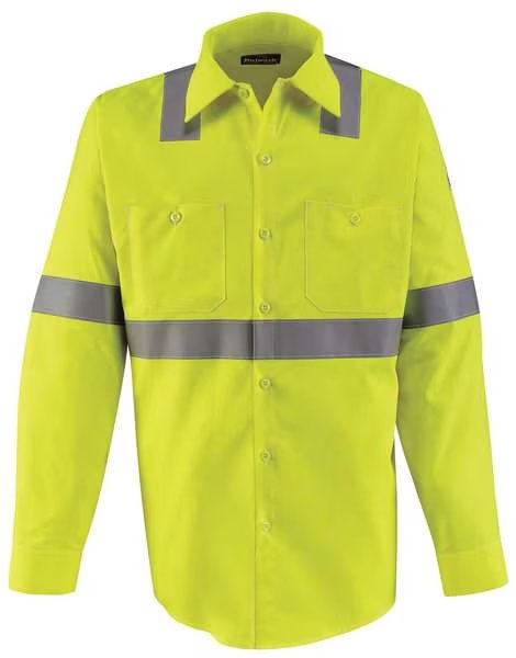 FR Lng Slv Shirt, HiVis Ylw/Grn, 2XL, Buttn, Vf Imagewear, Mfr#: SMW4HV RG XXL