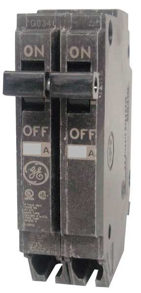 Miniature Circuit Breaker, 15 A, 120/240V AC, 2 Pole, Plug In Mounting Style, THQP Series, GE, Mfr# THQP215