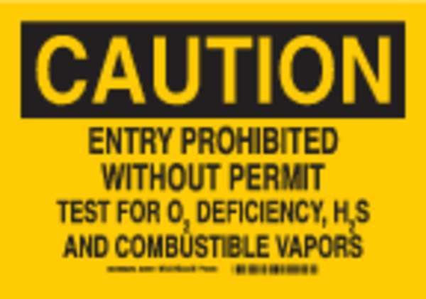 Caution Sign, 7 in H, 10 in W, Plastic, Rectangle, English, 22067, BRADY, Mfr# 22067