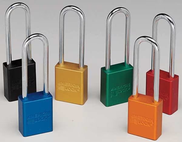 Keyed Padlock, Extended, Rectangular Aluminum Body, Chrome Plated Hardened Steel Shackle, 3/4 in W, EnjoyTool select, Mfr# 7Y519