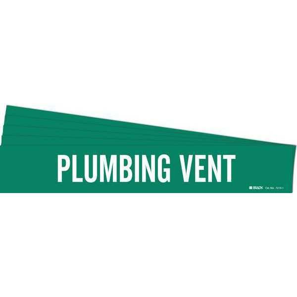 Pipe Marker, White, Plumbing Vent, PK5, 7214-1-PK, Brady, Mfr#: 7214-1-PK