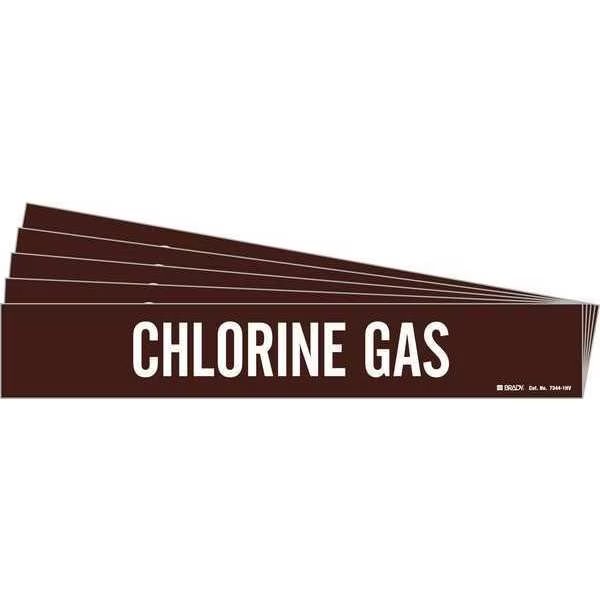 Pipe Marker, White, Chlorine Gas, PK5, 7344-1HV-PK, BRADY, Mfr# 7344-1HV-PK