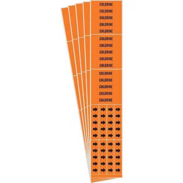 Pipe Marker, Adhesive, Black, Chlorine, PK5, 7343-3C-PK, BRADY, Mfr# 7343-3C-PK