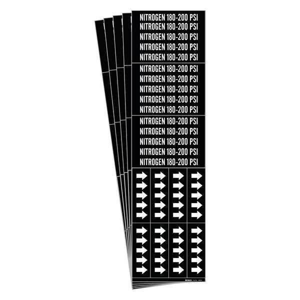 Pipe Marker, , Nitrogen 180-200 PSI, PK5, BRADY, Mfr# 86334-PK