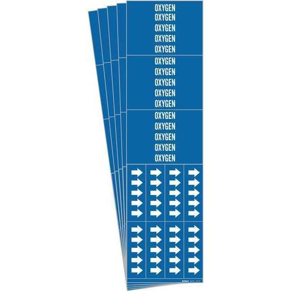 Pipe Marker, Adhesive, White, Oxygen, PK5, 7211-3C-PK, BRADY, Mfr# 7211-3C-PK