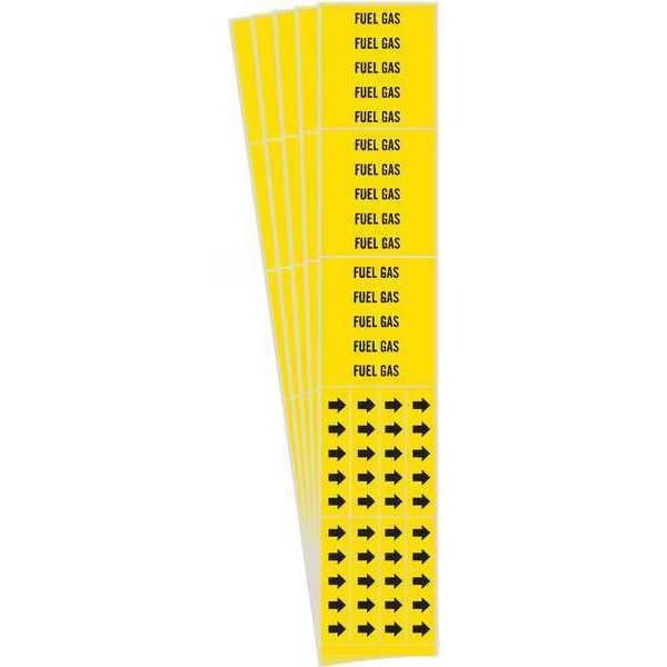 Pipe Marker, Adhesive, Black, Fuel Gas, PK5, 7114-3C-PK, BRADY, Mfr# 7114-3C-PK