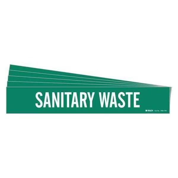 Pipe Marker, White, Sanitary Waste, PK5, 7406-1HV-PK, BRADY, Mfr# 7406-1HV-PK