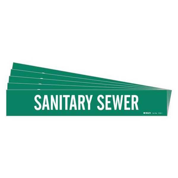 Pipe Marker, White, Sanitary Sewer, PK5, 7250-1-PK, BRADY, Mfr# 7250-1-PK