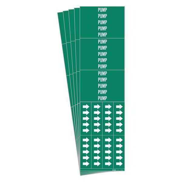 Pipe Marker, Adhesive, White, Pump, PK5, 7402-3C-PK, BRADY, Mfr# 7402-3C-PK