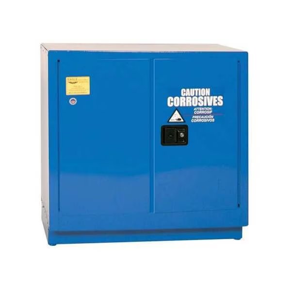UNDER COUNTER ACID METAL SAFETY CAB, 22 GAL., 1 SHELF, 2 DR, SELF, BLUE, EAGLE, Mfr# CRA70X