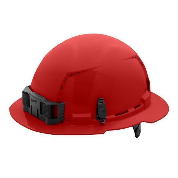 BOLT Red Full Brim Vented Hard Hat w/6pt Ratcheting Suspension - Type 1, Class C, Mfr#: 48-73-1229