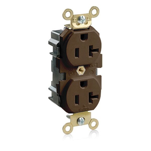Receptacle, 20 A Amps, 125VAC, Duplex Outlet, 5-20R, Brown, LEVITON, Mfr# M5362