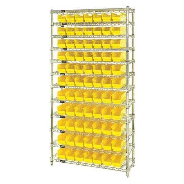 Steel Bin Shelving, 36 in W x 74 in H x 18 in D, 12 Shelves, Yellow, QUANTUM STORAGE SYSTEMS, Mfr# WR12-103YL