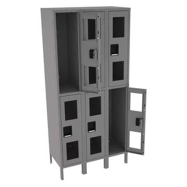 Wardrobe Locker, 36 in W, 18 in D, 78 in H, (2) Tier, (3) Wide, Gray, TENNSCO, Mfr# CDL-121836-3 MED GRE