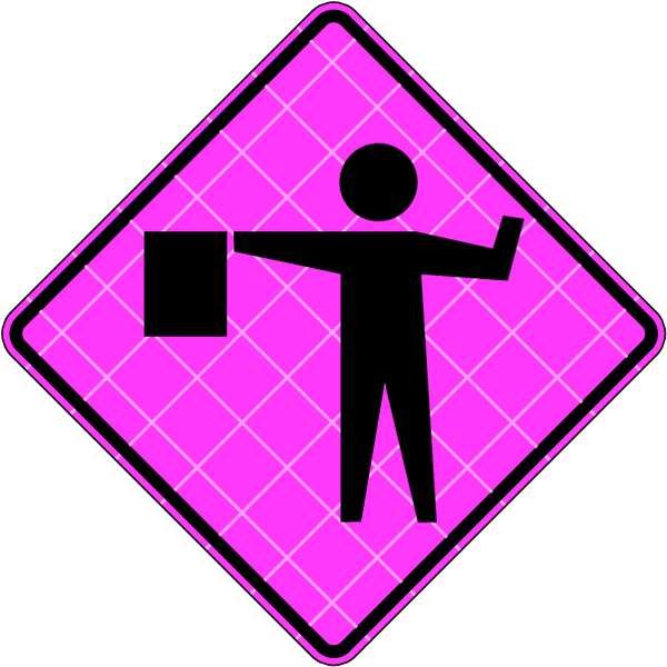 Flagger Ahead Traffic Sign, 36 in H, 36 in W, Vinyl, Diamond, C/36-SBFP-3FH-HD-FLAGGER SYMBOL, EASTERN METAL SIGNS AND SAFETY, Mfr# C/36-SBFP-3FH-HD-FLAGGER SYMBOL