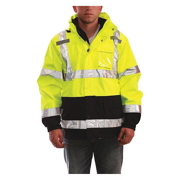 3-In-1 Jacket w/Hood, Hi-Vis Yellow/Green, 5XL, TINGLEY, Mfr# J24172