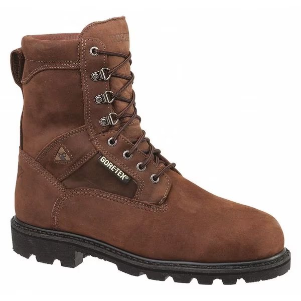 Size 10-1/2W Men's 8 in Work Boot Steel Work Boot, Brown, ROCKY, Mfr# FQ0006223