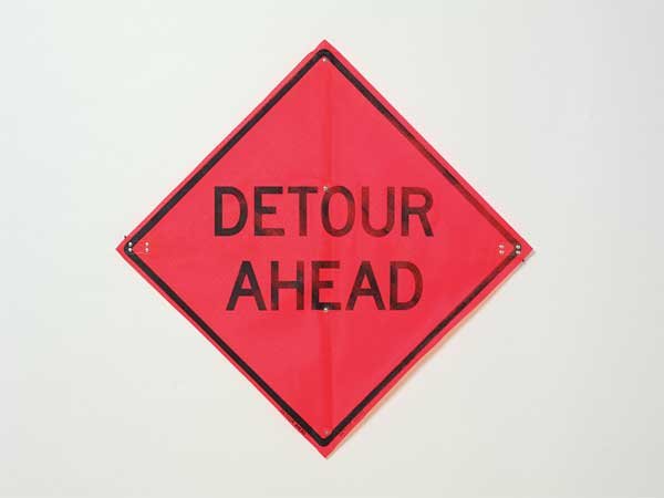 Detour Traffic Sign, 36 in H, 36 in W, Polyester, PVC, Diamond, C/36-EMO-3FH-HD DETOOUR AHEAD, Eastern Metal Signs And Safety, Mfr#: C/36-EMO-3FH-HD DETOOUR AHEAD