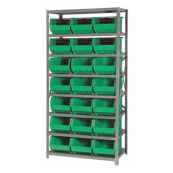 Steel Bin Shelving, 36 in W x 75 in H x 18 in D, 8 Shelves, Green, QUANTUM STORAGE SYSTEMS, Mfr# QSBU-255GN